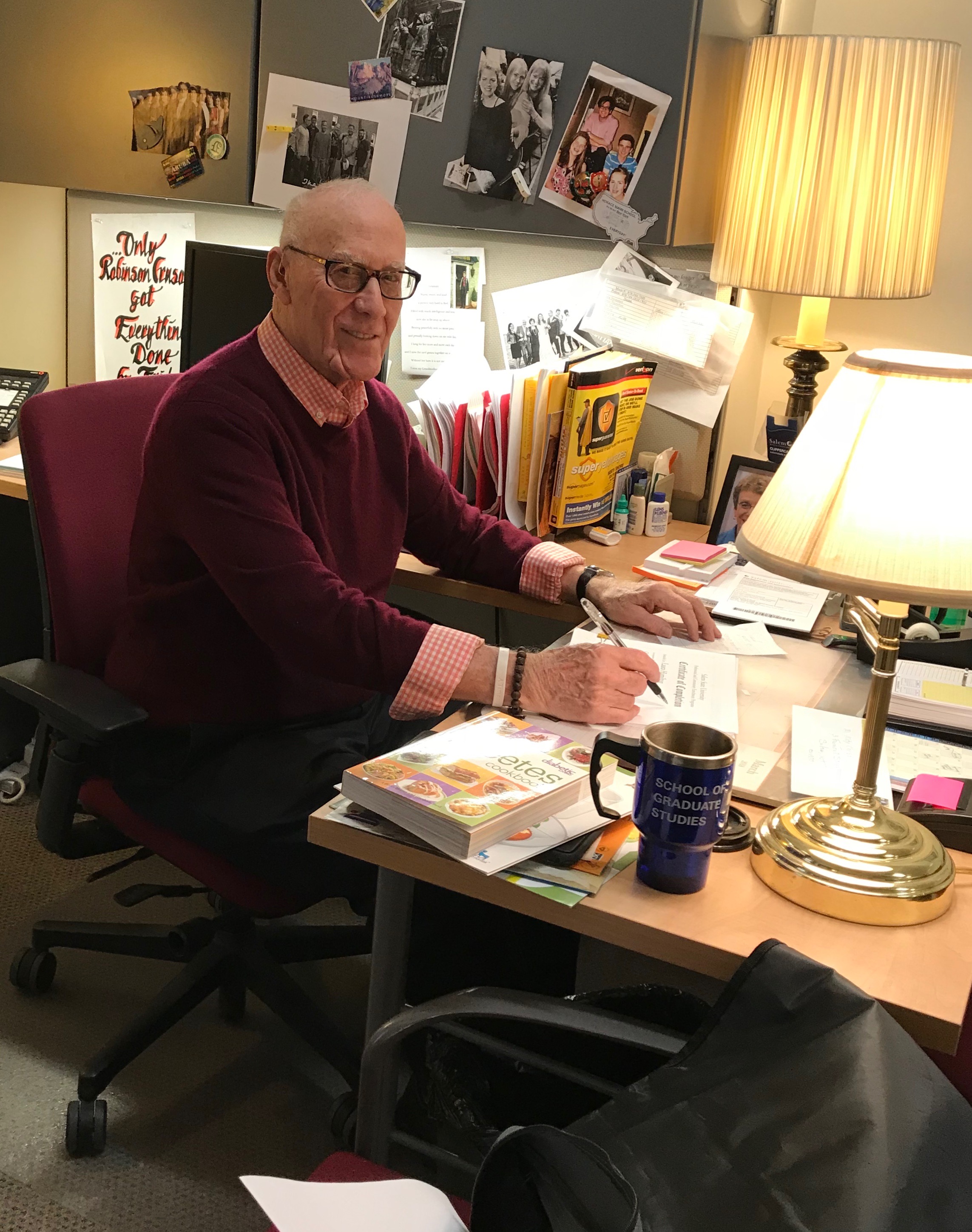 Brooksby Village resident Jerry Rosen works four days a week at Salem State University.