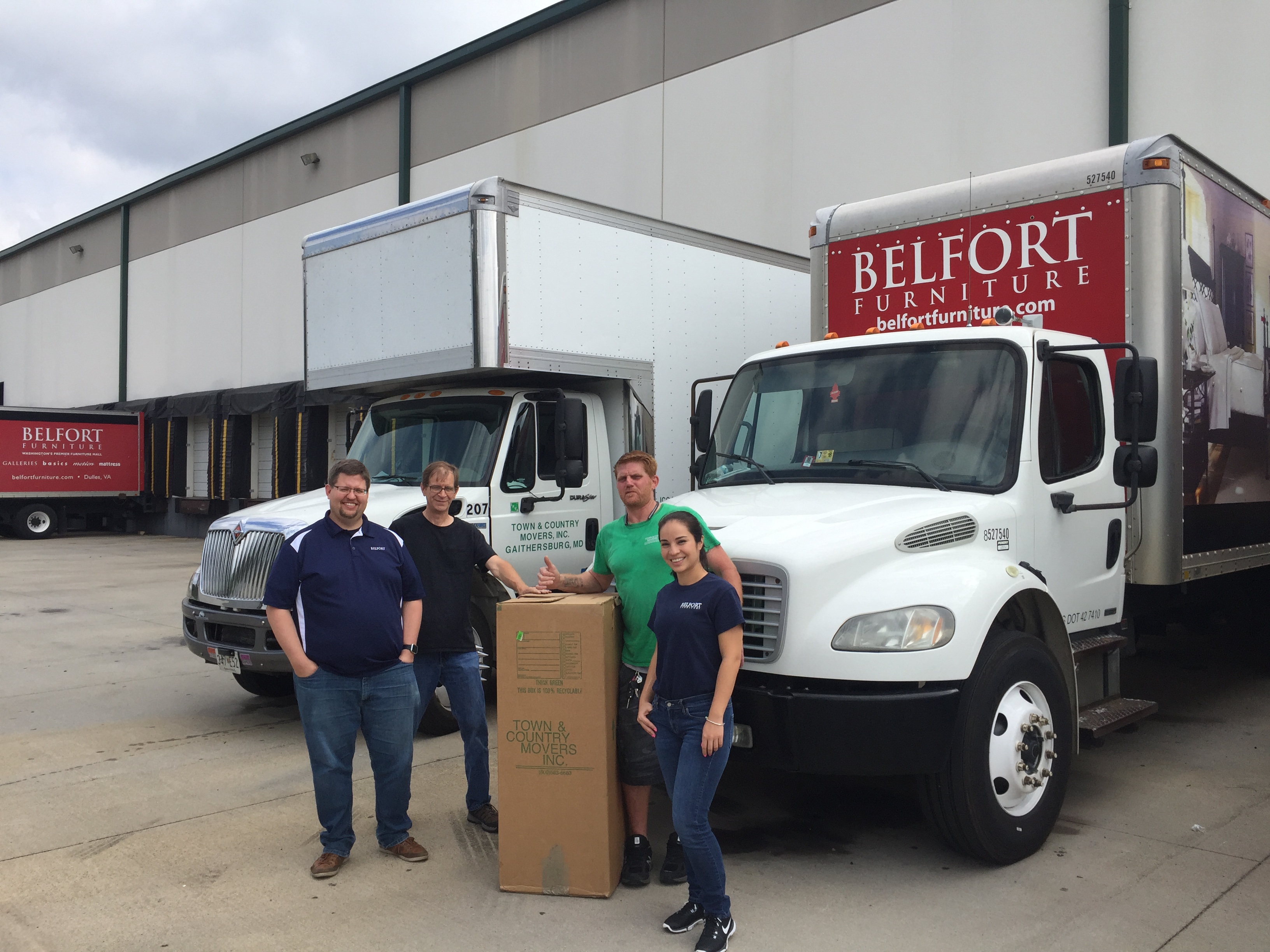 Belfort Furniture and Town & Country staff preparing for transport of furniture and supplies to Eagle’s Trace in Houston, Texas. Photo credit: Ruth Tilson, Belfort Furniture
