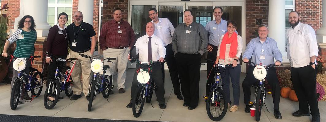 Team Windsor Run displays six bicycles made for Foster Village Charlotte.