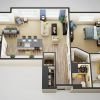 3D floor plan of the Fairway apartment at Tallgrass Creek Senior Living in Overland Park, KS.