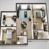3D floor plan of the Jackson apartment at Cedar Crest Senior Living in Pompton Plains, NJ