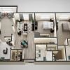 3D floor plan of the Somerton apartment at Tallgrass Creek Senior Living in Overland Park, KS.