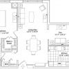 2D floor plan for the Georgetown apartment at Brooksby Village Senior Living in Peabody, MA